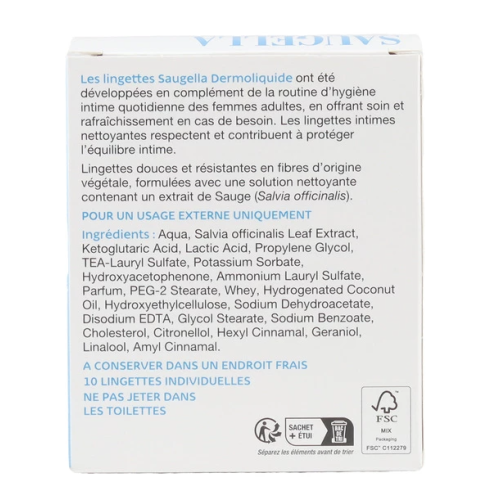 Dermoliquide Lingettes Nettoyantes Intimes 10 Lingettes Individuelles