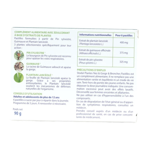 Stodal Plantes Nez gorge bronches pastilles fruits rouges 36 pastilles