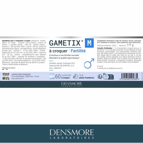 Gynecologie Gametix M Fertilité Hommes 60 comprimés à croquer