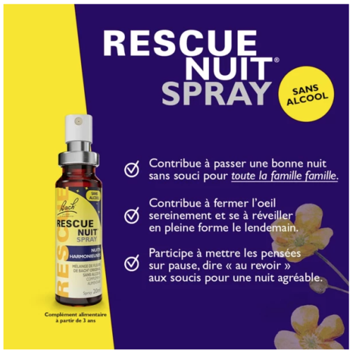 Rescue Bach Nuit Spray Sans Alcool 20 ml
