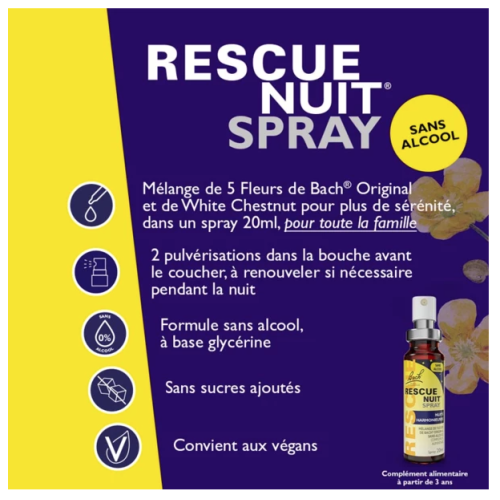 Rescue Bach Nuit Spray Sans Alcool 20 ml
