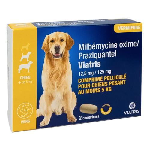 Milbémycine Oxime Praziquantel Chien + 5 Kg 2 Comprimés