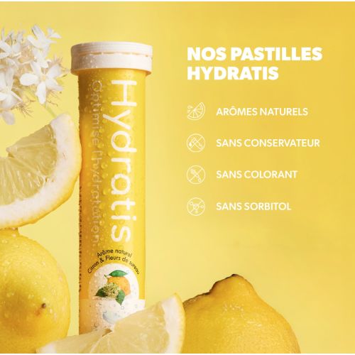 Solution d'Hydratation Citron Fleur de Sureau 20 Pastilles Effervescentes