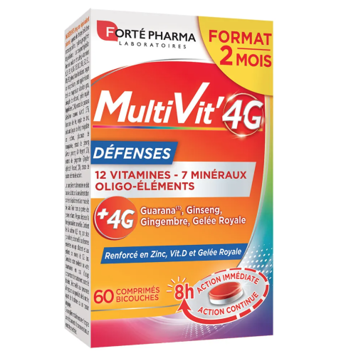 MultiVit'4G Défenses 60 Comprimés Bicouches