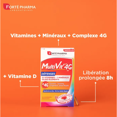 MultiVit'4G Défenses 60 Comprimés Bicouches