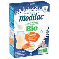 MODILAC Céréales Soir Bio Carottes 250g - Diversification Bébé 4 Mois