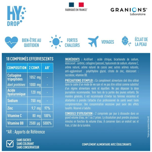 HyDrop Collagène 1 g 18 Comprimés Effervescents