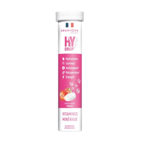 HyDrop Vitamines Minéraux 20 Comprimés Effervescents Fraise
