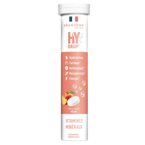 HyDrop Vitamines Minéraux 20 Comprimés Effervescents Pêche