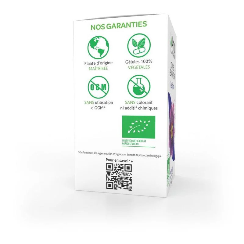 Face arrière boîte Arkopharma avec texte 'Intelligence de la Nature', 40 ans d'expertise, innovation