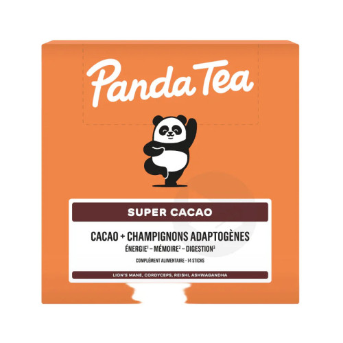 PANDA TEA Super Cacao : Boisson adaptogène sans caféine, 14 sticks