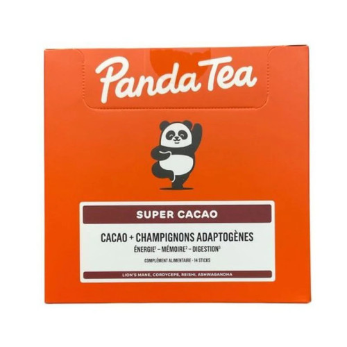 PANDA TEA Super Cacao : Boisson adaptogène sans caféine, 14 sticks