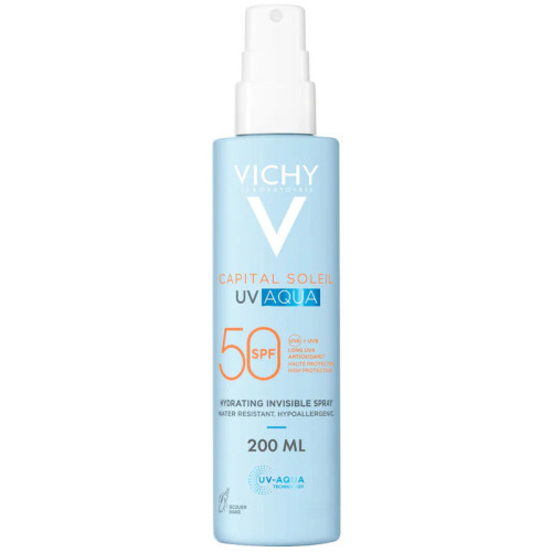 Vichy SPF50 UV AQUA : Protection solaire invisible & hydratante 200ml