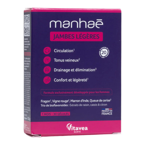 MANHAE Gélules : Soulage jambes lourdes, drainage et confort veineux
