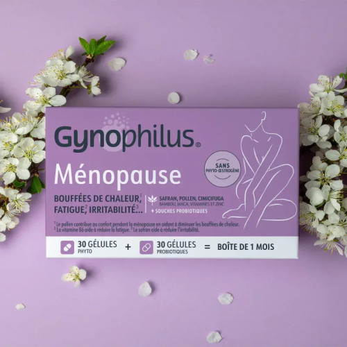 Complément ménopause : 60 gélules probiotiques + actifs végétaux
