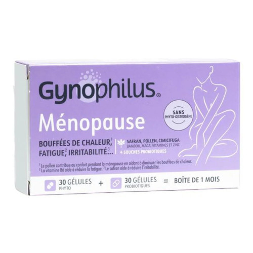 Complément ménopause : 60 gélules probiotiques + actifs végétaux