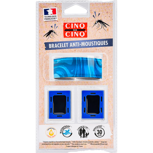 Bracelet Anti-Moustiques Bleu : 15 Jours de Protection