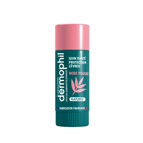 Stick Teinté Rose Poudré Dermophil - 96% Naturel, Lèvres Douces