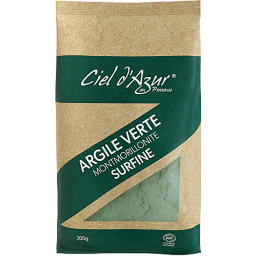 Argile Verte Surfine Ciel d'Azur 300g - Purifie & Apaise Peaux Grasses