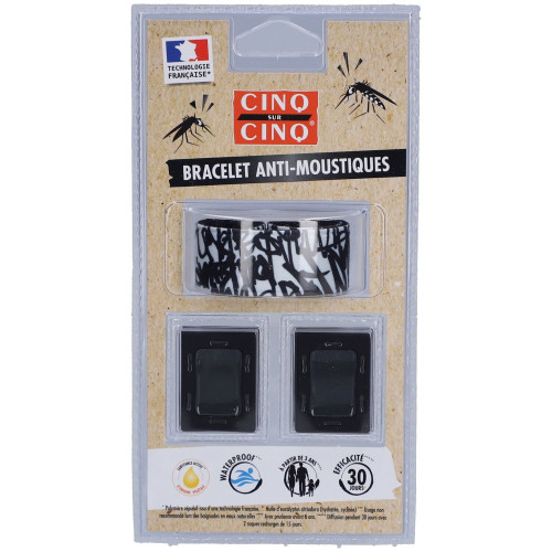 Bracelet Anti-Moustiques Graffiti Noir : 30j de protection naturelle