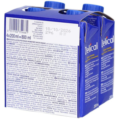 Boisson ananas DELICAL : 8g protéines/200ml pour nutrition renforcée