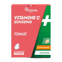 VITAVEA Vit C+Ginseng : Énergie & Vitalité - 24 Cpr Croquables