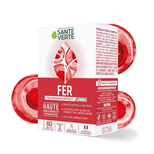 Complément Fer SANTE VERTE : 14 mg/gélule, haute biodisponibilité