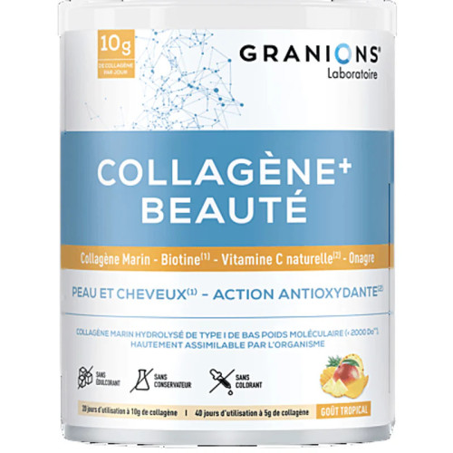 GRANIONS Collagène Beauté : Poudre Tropicale 220g - Peau & Cheveux