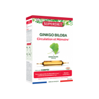 SUPER DIET Ginkgo Biloba : Boost Circulation & Mémoire - 20 Ampoules