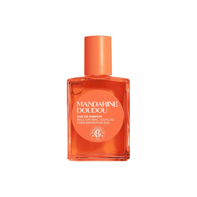 Roger & Gallet Eau de Parfum Mandarine Doudou Roll-On 15 ml en flacon verre orange avec bouchon rose