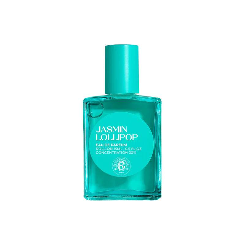 R. Gallet Jasmin Lollipop Eau de Parfum 15 ml roll-on en flacon verre turquoise avec capuchon turquo