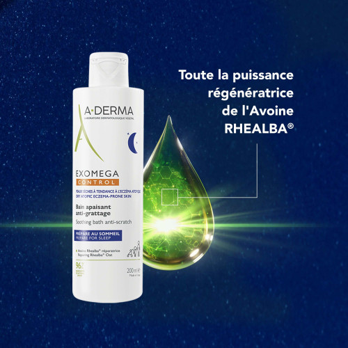 ADERMA Exomega Control Bain Apaisant 200 ml Anti-Grattage Peaux Sèches