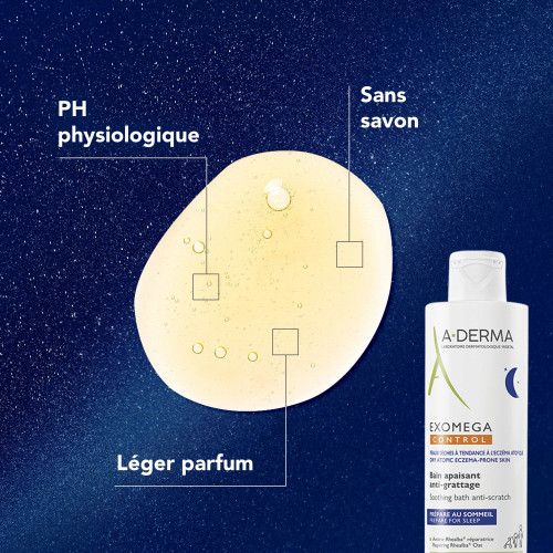 ADERMA Exomega Control Bain Apaisant 200 ml Anti-Grattage Peaux Sèches