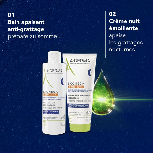 ADERMA Exomega Control Bain Apaisant 200 ml Anti-Grattage Peaux Sèches