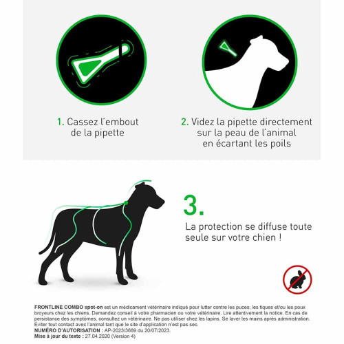 FRONTLINE COMBO Chien 20-40 Kg 6 Pipettes - Elimine Puces et Tiques