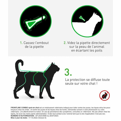 FRONTLINE Combo Chat 6 Pipettes - Elimine Puces et Tiques