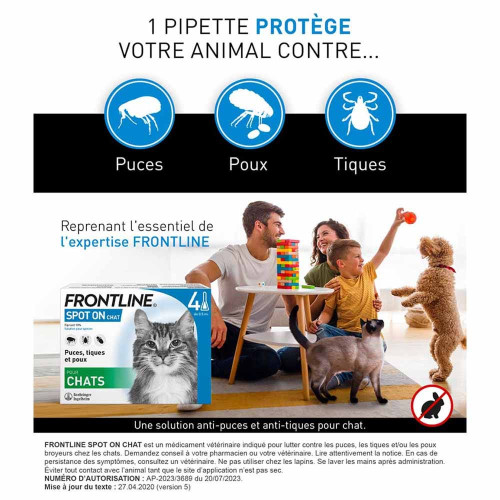 FRONTLINE Spot-On Chat 6 Pipettes - Protection puces et tiques