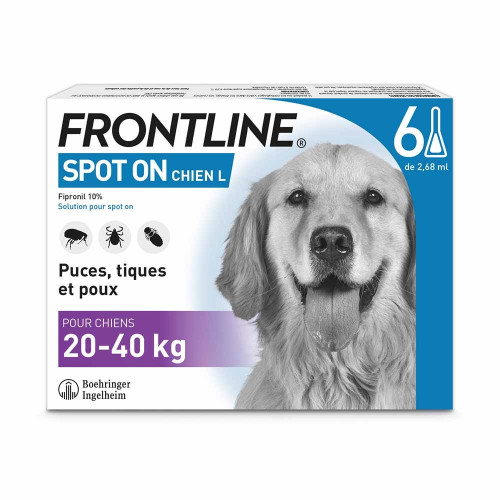 FRONTLINE Spot-On Chien 20-40Kg 4 Pipettes - Protection Puces Tiques