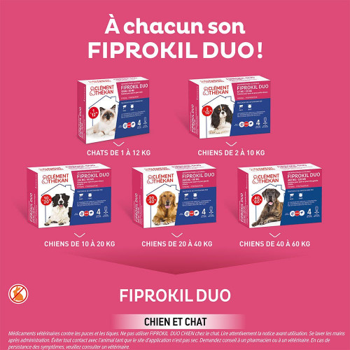 Fiprokil Duo Chat 4 Pipettes - Protection Puces et Tiques
