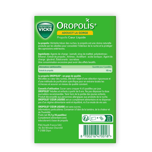 VICKS Oropolis 16 Pastilles Adoucissantes - Soulage la Gorge