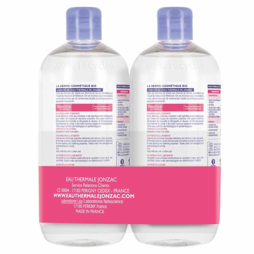 Jonzac Eau Micellaire Apaisante 2x500ml - Nettoie Peaux Sensibles