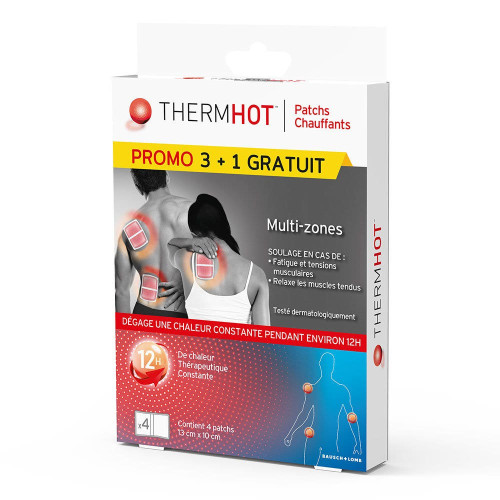 BAUSCH & LOMB ThermHot Patchs - Soulage Fatigue Musculaire - 1 Boîte