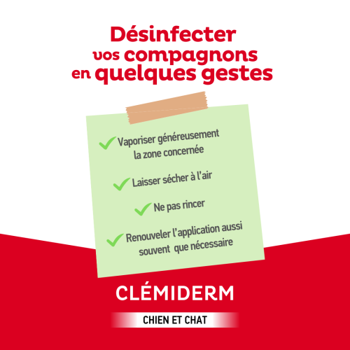 Clémiderm Hydrogel Spray 150mL - Désinfectant Antimicrobien Animal