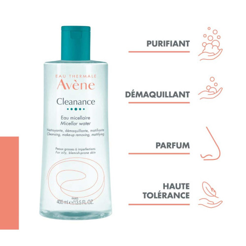 Avène Cleanance Eau Micellaire 2x400ml Peau nette et purifiée