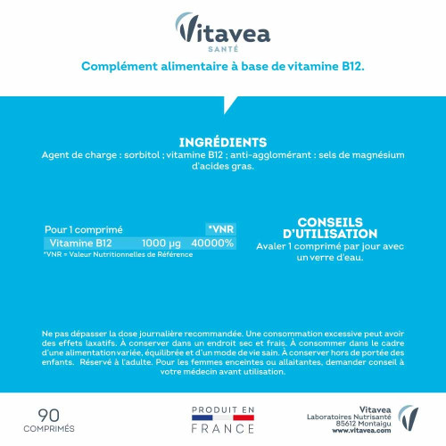 Vitamine B12 Bioactive 1000 µg 90 comprimés