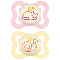 Supreme Sucettes anatomiques silicone 2-6 Mois Nuit