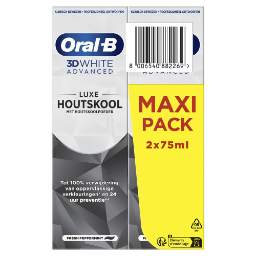 3D White Advanced Dentifrice Luxe Charbon 2 x 75 ml