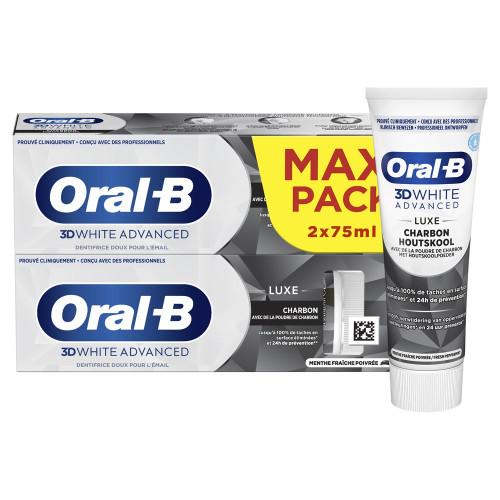 3D White Advanced Dentifrice Luxe Charbon 2 x 75 ml