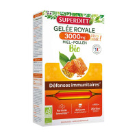 Gelée Royale 3000 mg Miel Pollen Bio 20 Ampoules