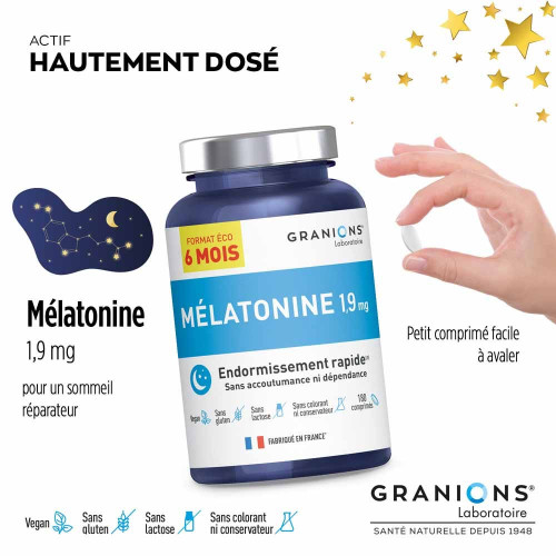 Mélatonine 1,9 mg Endormissement rapide 180 comprimés